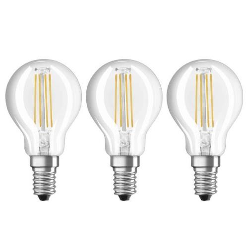 OSRAM LED-filamentlampa E14 4 W, varmvit, 3-pack