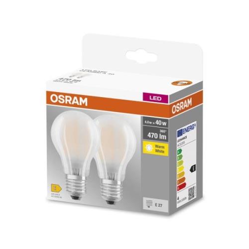 OSRAM LED-lampa E27 4W 827 Classic A matt 2-pack set