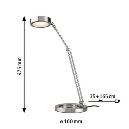 Paulmann Zed LED-skrivbordslampa järn borstat