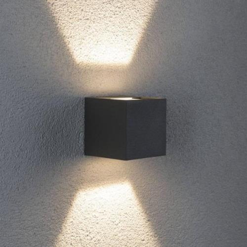 Paulmann Cybo LED utomhus vägglampa, 2.700 K, 8 x 8 cm, grå