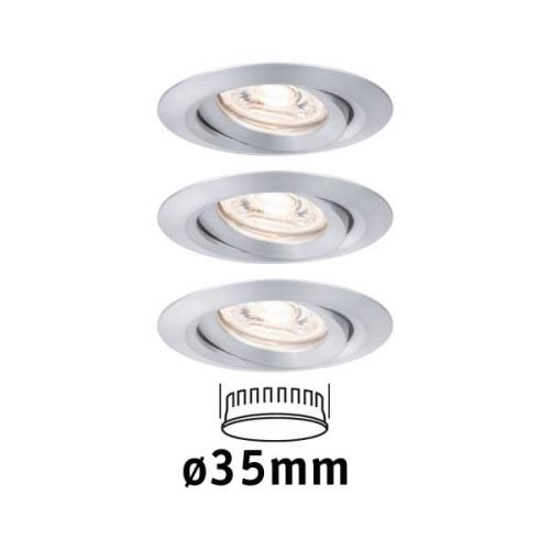 Paulmann Nova mini inbyggnadsspot 3-pack aluminium