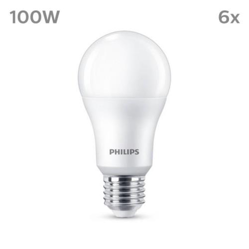 Philips LED-lampa E27 13W 1.521 lm matt 6-pack