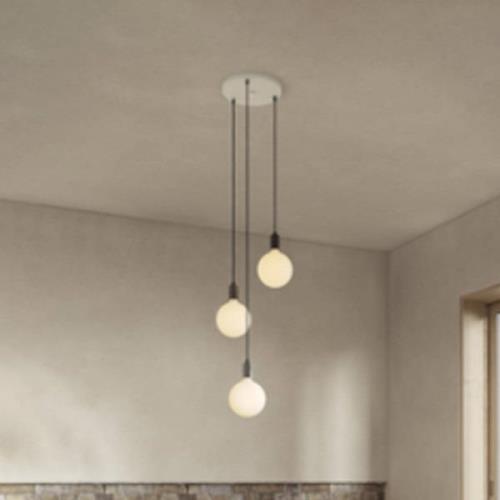 Tala hängande lampa Triple Pendant rund, E27 opal, vit/grafit