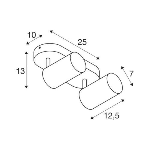 SLV Asto Tube takspotlight GU10 2 lampor svart