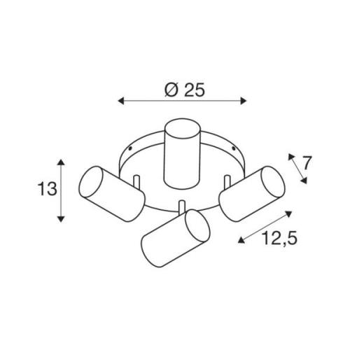 SLV Asto Tube takspotlight GU10 4 lampor vit