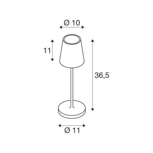 SLV LED-laddningsbar lampa Vinolina Two, svart, aluminium, Ø 11 cm, IP...