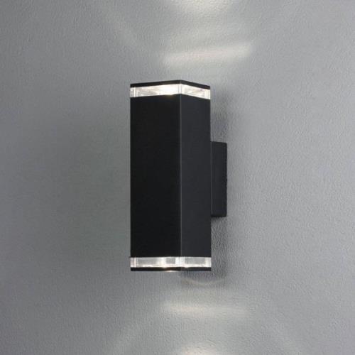 Konstsmide Utomhusvägglampa Pollux, 23,5 cm, svart, aluminium, 2 lampo...