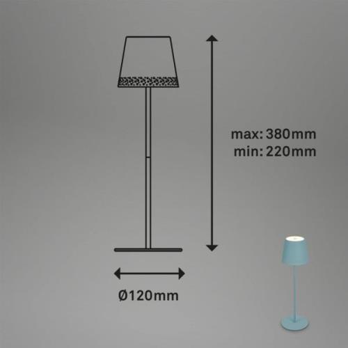 Briloner LED-bordslampa Kiki med uppladdningsbart batteri 3.000K, duvb...