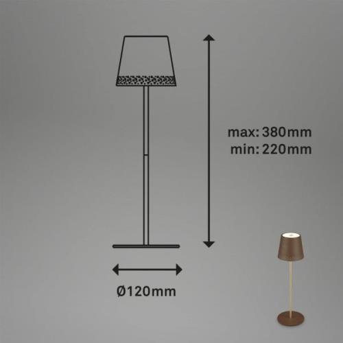 Briloner Kiki LED-bordslampa med uppladdningsbart batteri 3.000K, brun...