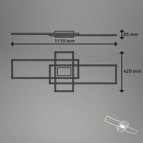 Briloner Smart LED-taklampa Ram, aluminiumfärgad, CCT, fjärrkontroll