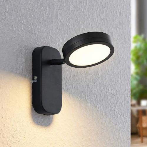 Lindby spotlight Vesim, svart, 1-lampa, 15 cm hög, järn