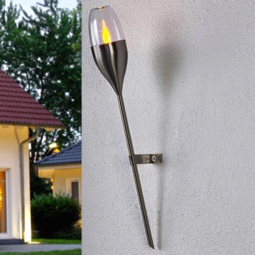 Lindby Solarvägglampa Jari med fladdrande LED-ljus