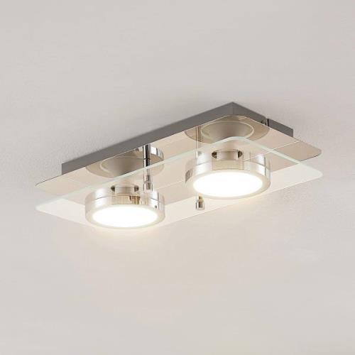 Lindby taklampa Gabryl, 2-ljus, glas, metall