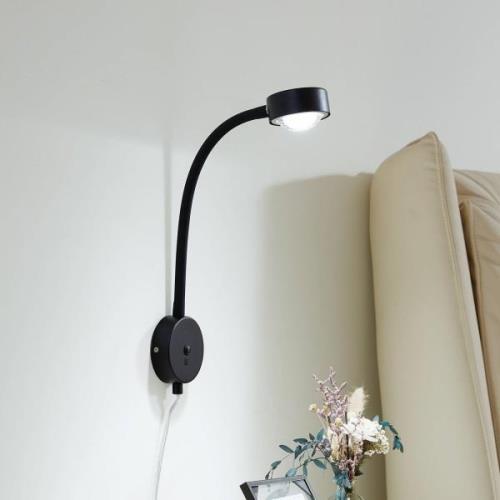 Lindby vägglampa Jyla, svart, lins, 4200 K, GX53, flexibel arm