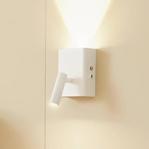 Lindby LED-vägglampa Agit, vit, metall, touchdimmer