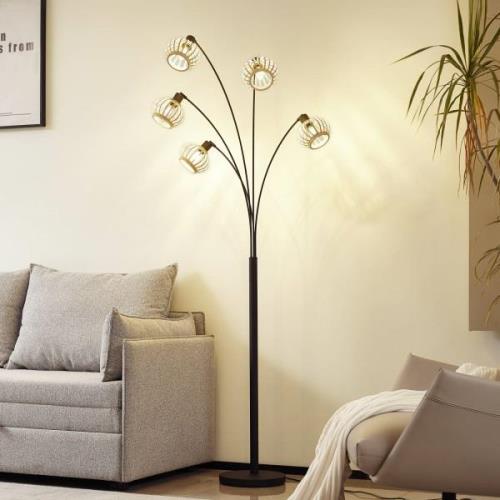 Lindby golvlampa Lielle, naturlig bambu, 5 lampor, 190 cm