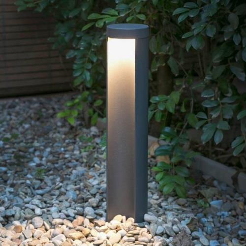 FARO BARCELONA LED-sockellampa Chandra, mörkgrå, aluminium, höjd 45 cm