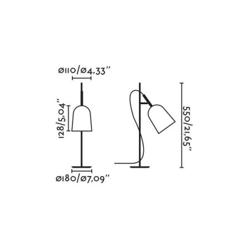 FARO BARCELONA Studio bordslampa, rosa/svart, stål, höjd 55 cm