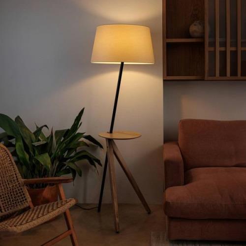 FARO BARCELONA Treewood golvlampa, ask/beige, tyg/trä, höjd 175 cm