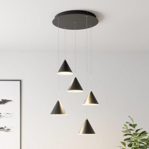 Lucande LED-hänglampa Livan, svart, 5 lampor