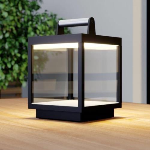 Lucande LED laddningsbar bordslampa Cube, aluminium, IP54, dimbar