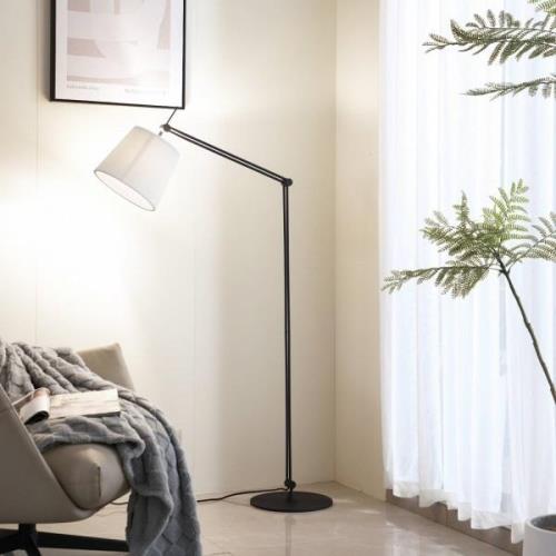 Lucande golvlampa Caelia, svart, textil, justerbar