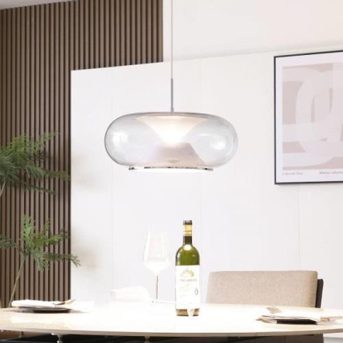 Lucande LED-pendellampa Orasa, glas, vit/klar, Ø 43 cm