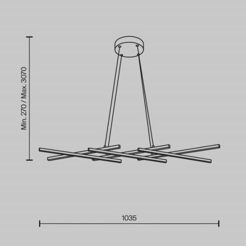 Maytoni LED-hänglampa Halo, mässingsfärgad, längd 103,5 cm