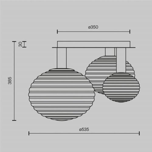 Maytoni taklampa Reels, 3 lampor, guldfärgad / vit, glas