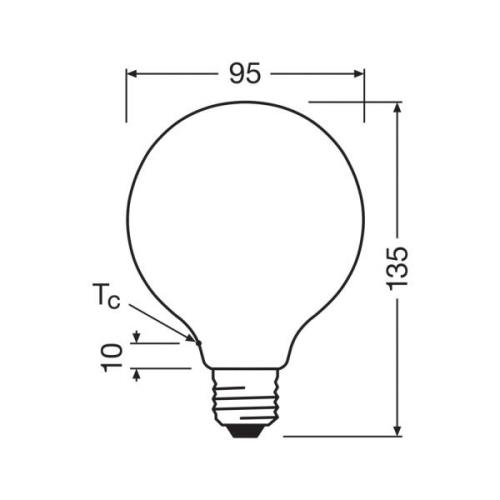 OSRAM LED-lampa Globe G95 E27 3,8W matt 2 700K