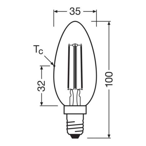 OSRAM LED-filamentlampa E14 3,8W 2700K 806lm