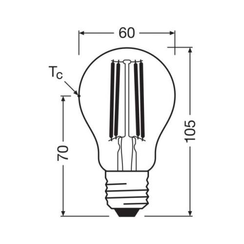 OSRAM LED-filamentlampa E27 2,2W 2700K dimbar