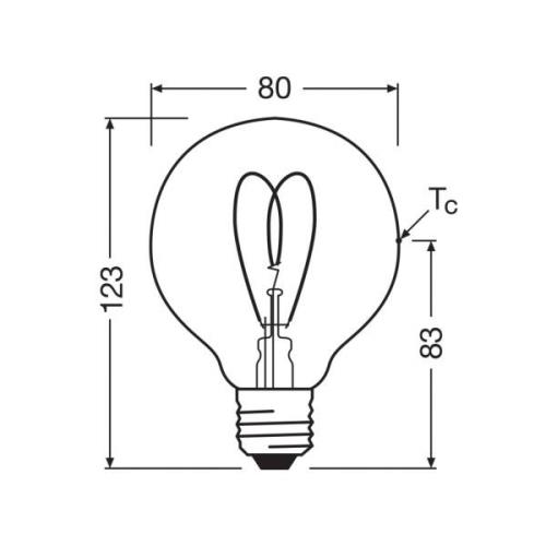 OSRAM LED Vintage G80 E27 8W 922 Heart Filament guld dimbar