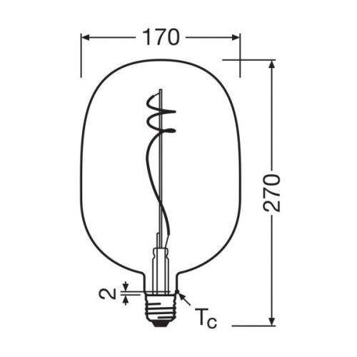 OSRAM LED Vintage 1906 Big Oval E27 4,5W 818 Glödtrådsrök