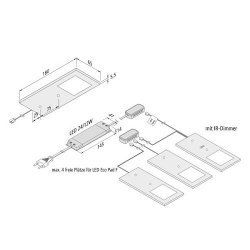 Hera LED-bänklampa Eco-Pad F 3-pack 3 000 K aluminium