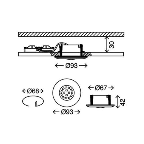 Briloner LED infälld spotlight Attach One, matt nickel, IP65