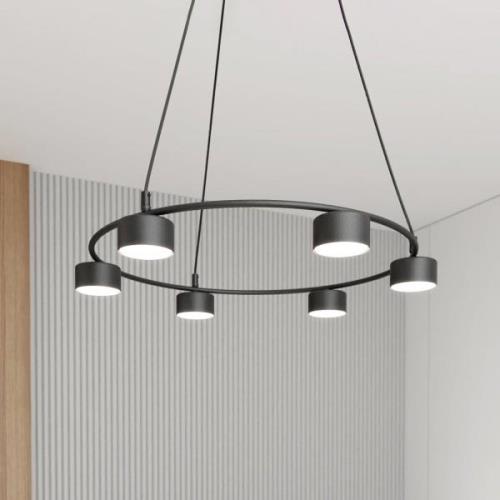 EMIBIG LIGHTING Starlit hänglampa, 6 lampor, Ø 64 cm, svart, metall, G...