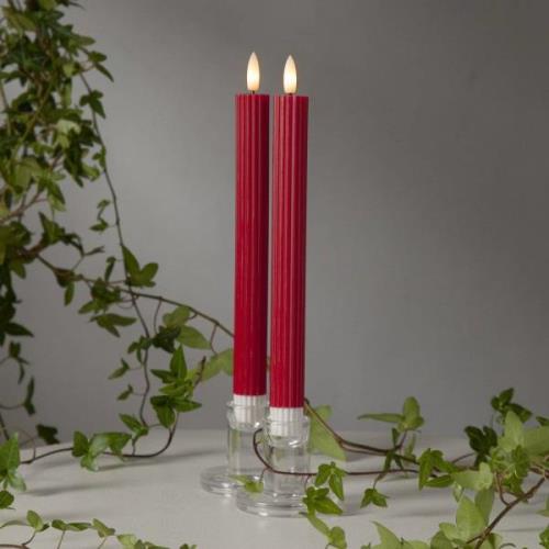 STAR TRADING LED-ljus Flame Stripe, röd, 25 cm, vax, batteri set om 2