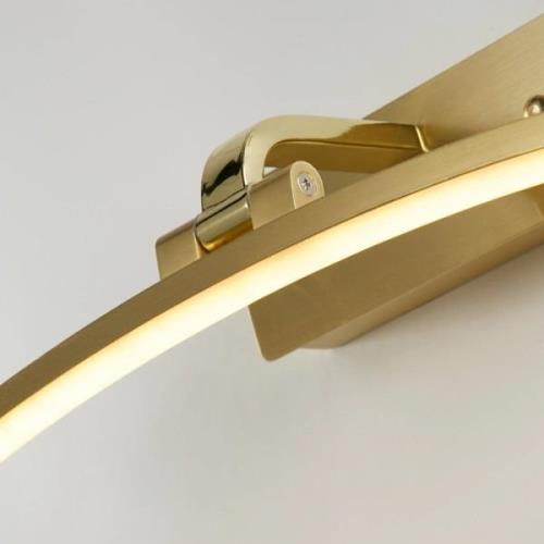 Searchlight Santorini LED-vägglampa, bredd 40 cm, mässing, lutningsbar