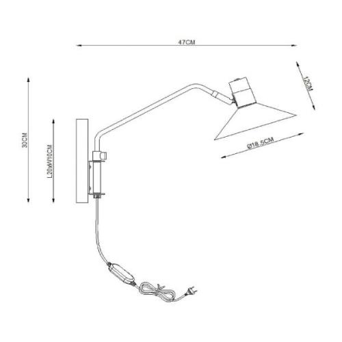 Lucide Pepijn vägglampa med kabel och stickpropp