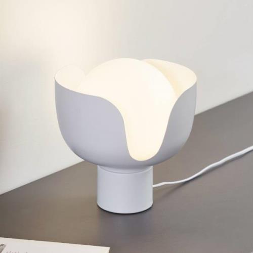 Lindby Fiora bordslampa, beige, glas, metall, Ø 20 cm