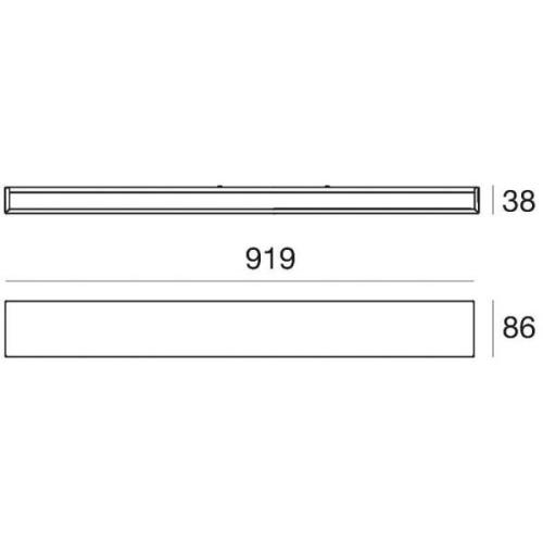 Linea Light LED-vägglampa Box W2 bi-emission, B 91,9 cm, svart, 2700 K