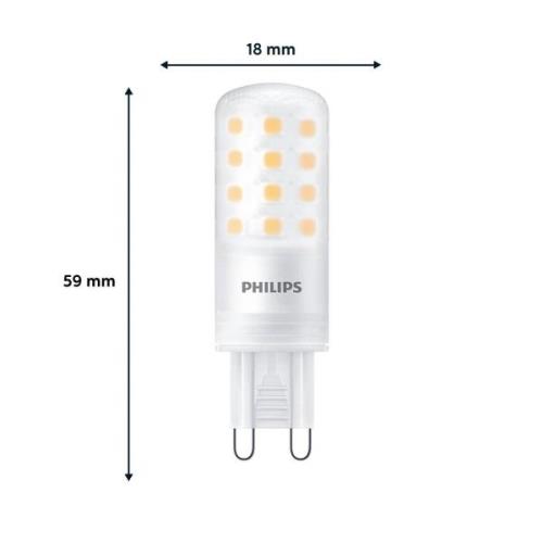 Philips LED-stiftlampa, G9, 4W, matt, 480lm, 2 700K, dimbar