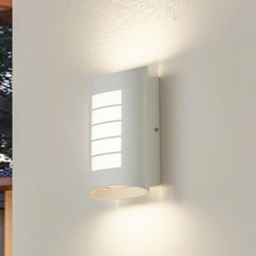 Lindby LED utomhusvägglampa Ismael, vit, aluminium, höjd 26,8 cm