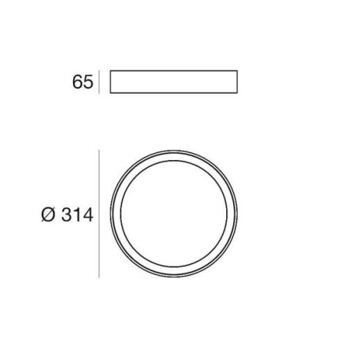 Linea Light LED-taklampa Tara R, Ø 31,4 cm, svart, aluminium, 3.000 K