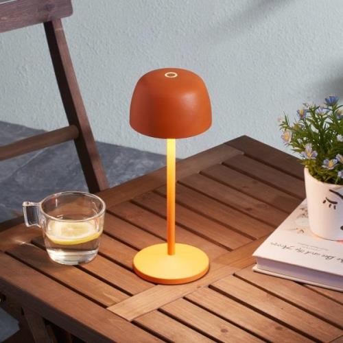 Lindby LED-uppladdningsbar bordslampa Arietty, orange, aluminium, Ø 10...