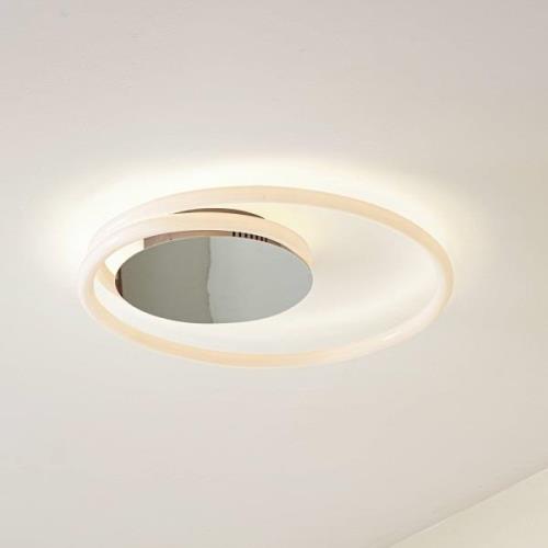 Lucande LED-taklampa, krom/vit, PC, Ø 44 cm