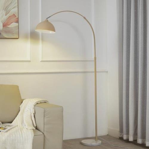 Lindby Tonka golvlampa, beige/vit, metall, Ø 25 cm