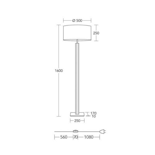 HerzBlut golvlampa Karl G, rund, trä/granit, vit, E27