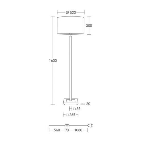 HerzBlut golvlampa Titos, trä, vit, 160 cm hög, E27